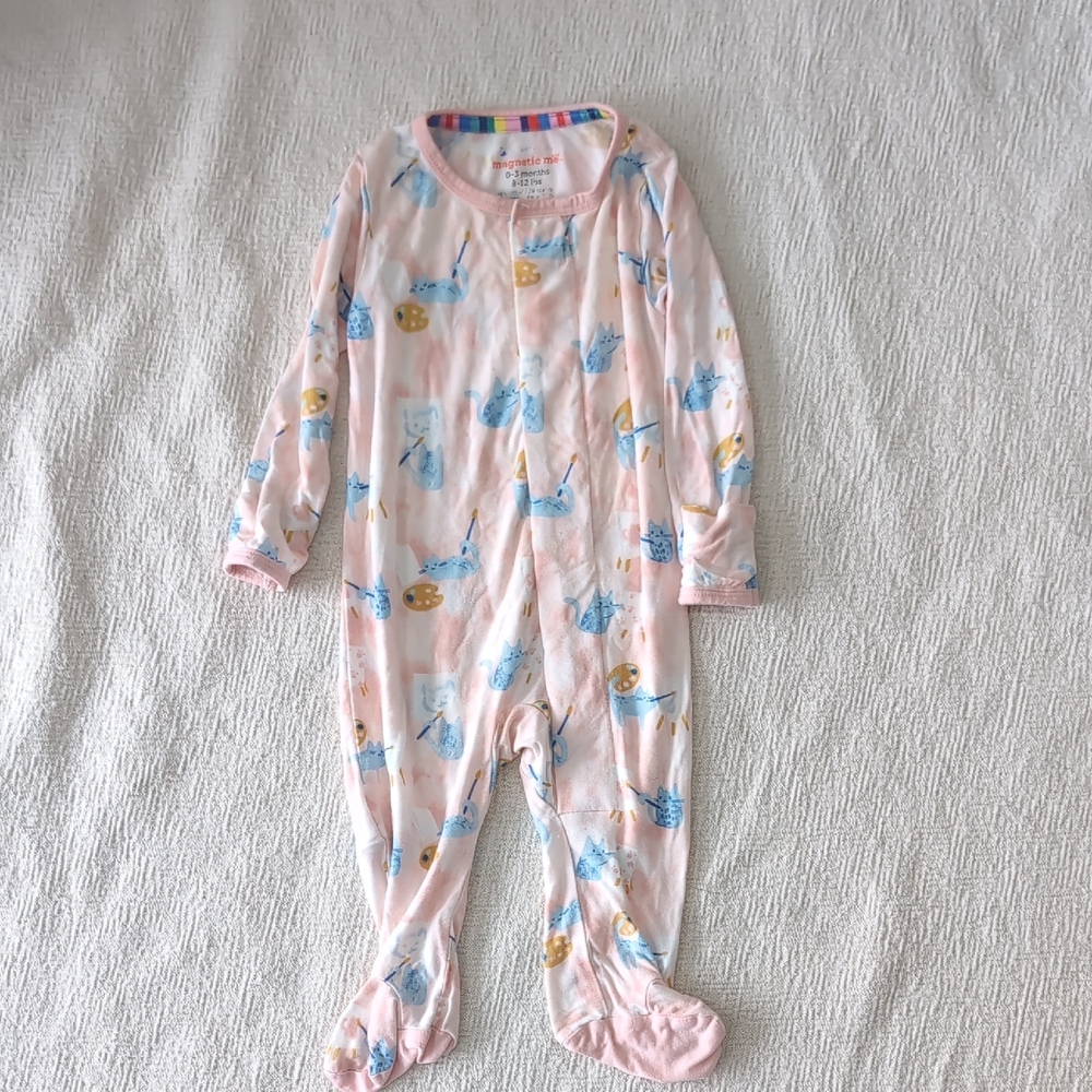 Magnetic Me Artsy Cats Footie Pajamas 0-3 Months